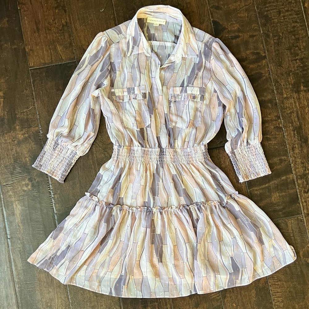 LOVESTITCH PURPLE MINI SHIRT DRESS SZ SMALL